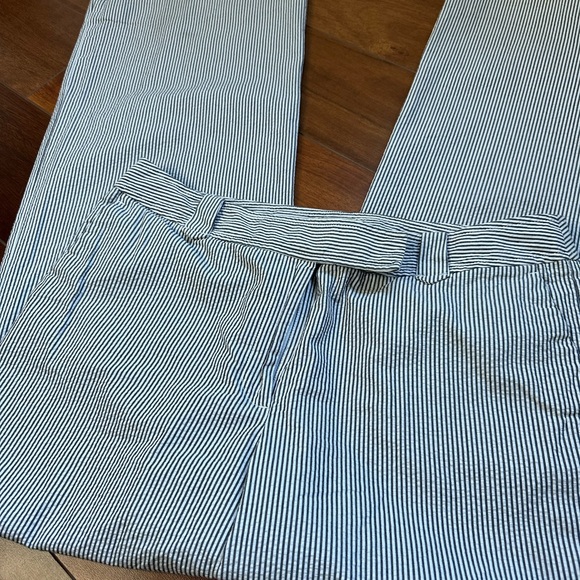 LOFT Blue and White Striped Straight Leg Pants 100% Cotton Size 12 - Picture 6 of 6